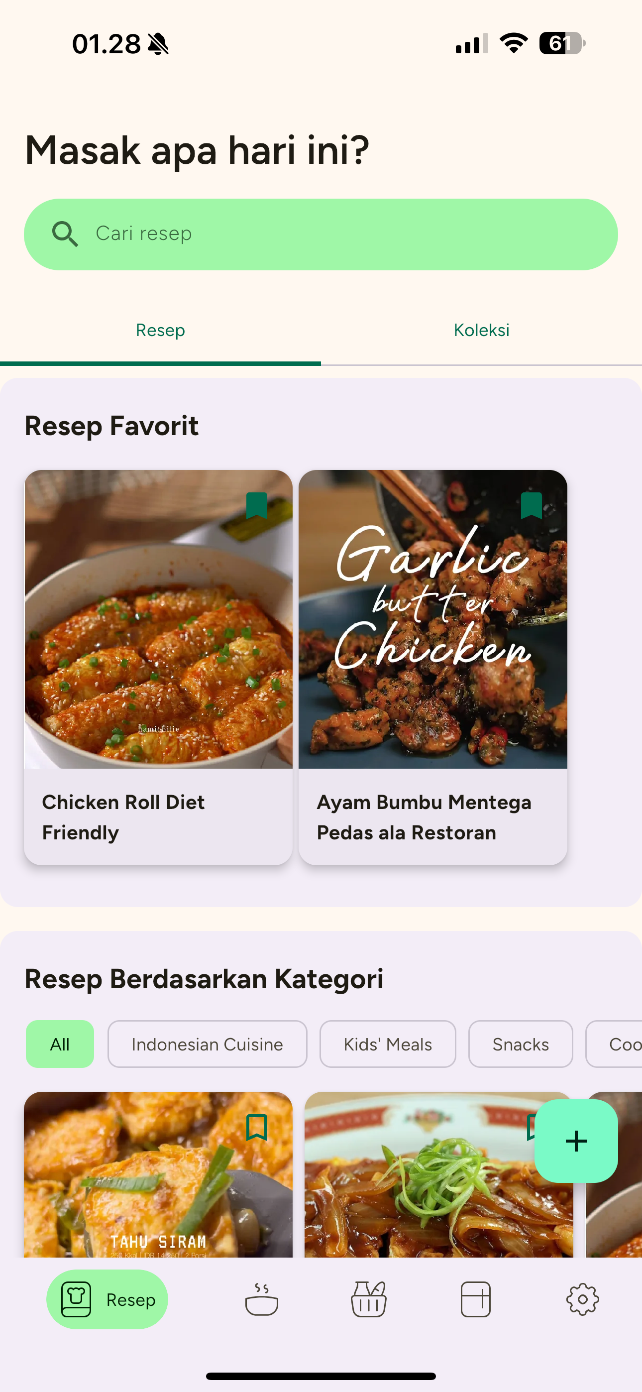 Recipe Discovery Screen - Masak apa hari ini?